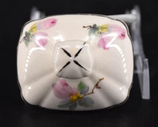 Crooksville China Pink Azalea Floral Sugar Bowl LID ONLY Vintage Silver Rim