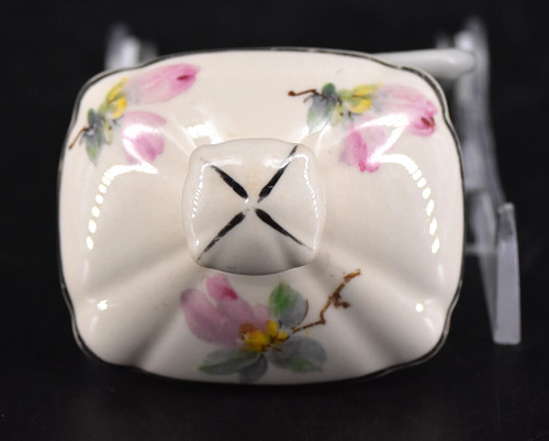 Crooksville China Pink Azalea Floral Sugar Bowl LID ONLY Vintage Silver Rim