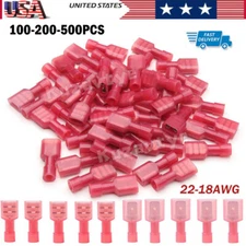100PCS Nylon Female Male Insulated Spade Crimp Terminal Wire Connectors 22-16AWG
