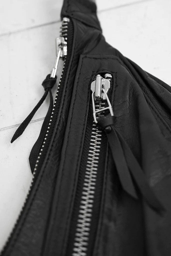 KMRii Double Shoulder Bag Black Goat Skin Cow Leather 1901 KMRii Double Shoulder Bag Black Goat Skin Cow Leather 1901