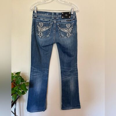 Miss Me Jeans 27 30X28 boot cut Cross Angel Wings style Jp5117UR