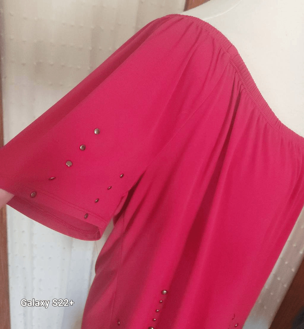 T74 Essentials Red Western stretchy top deep scoo… - image 5