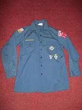 Boy or Cub Scouts Uniform Youth X-LG 18-20 Navy BLUE Long Sleeve Shirt PATCHES