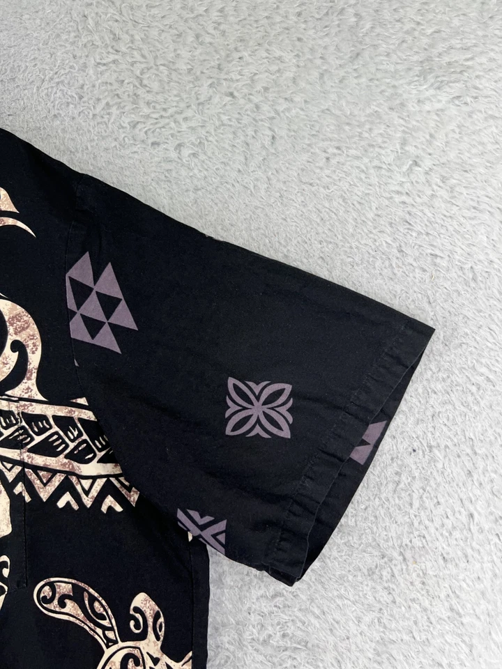 Camisa Hawaiana RJC Para Hombres Extra Grande Negra Beige Púrpura Floral Tortuga Marina Hecha en EE. UU. Foto 4 de 4