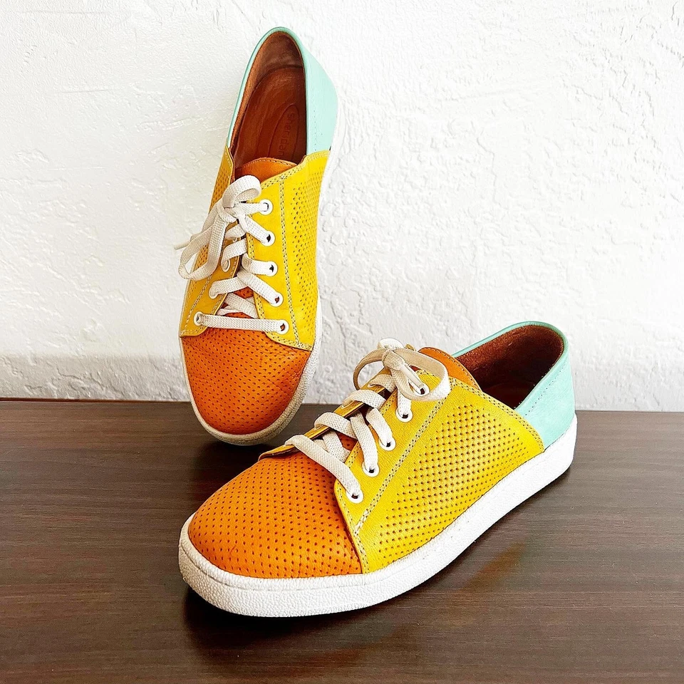 SHERIDAN MIA Perforated Leather Tri Color Block Sport Sneakers Tennis Shoes 37 7 - Image 3 of 4