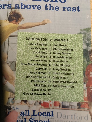 1991 Darlington V Walsall Football Programme - Picture 3 of 3