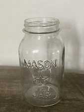 1970's Mason Star Canning Jar Quart Clear