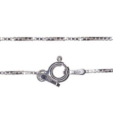 925 Sterling Silver Chain Necklace Box Link 1mm Italian Made Jewellery