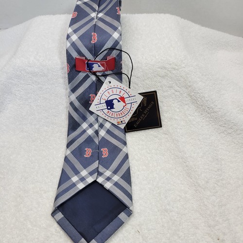 NWT MLB Official Boston Red Sox Mens Necktie Cris Cross Pattern W/ RED *B* Logo - Picture 3 of 10
