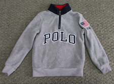 Polo Ralph Lauren USA American Flag Grey Fleece 1/4 Zip Jacket Youth size 5