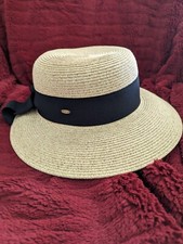 Scala Women's Straw Hat Handcrafted Paper With Black Ribbon One size