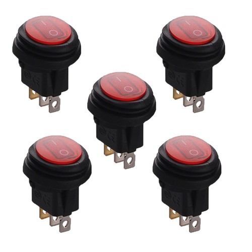 5PCS 12V 20A Waterproof Round On/Off Rocker Switch Car Boat SPST Marine ...