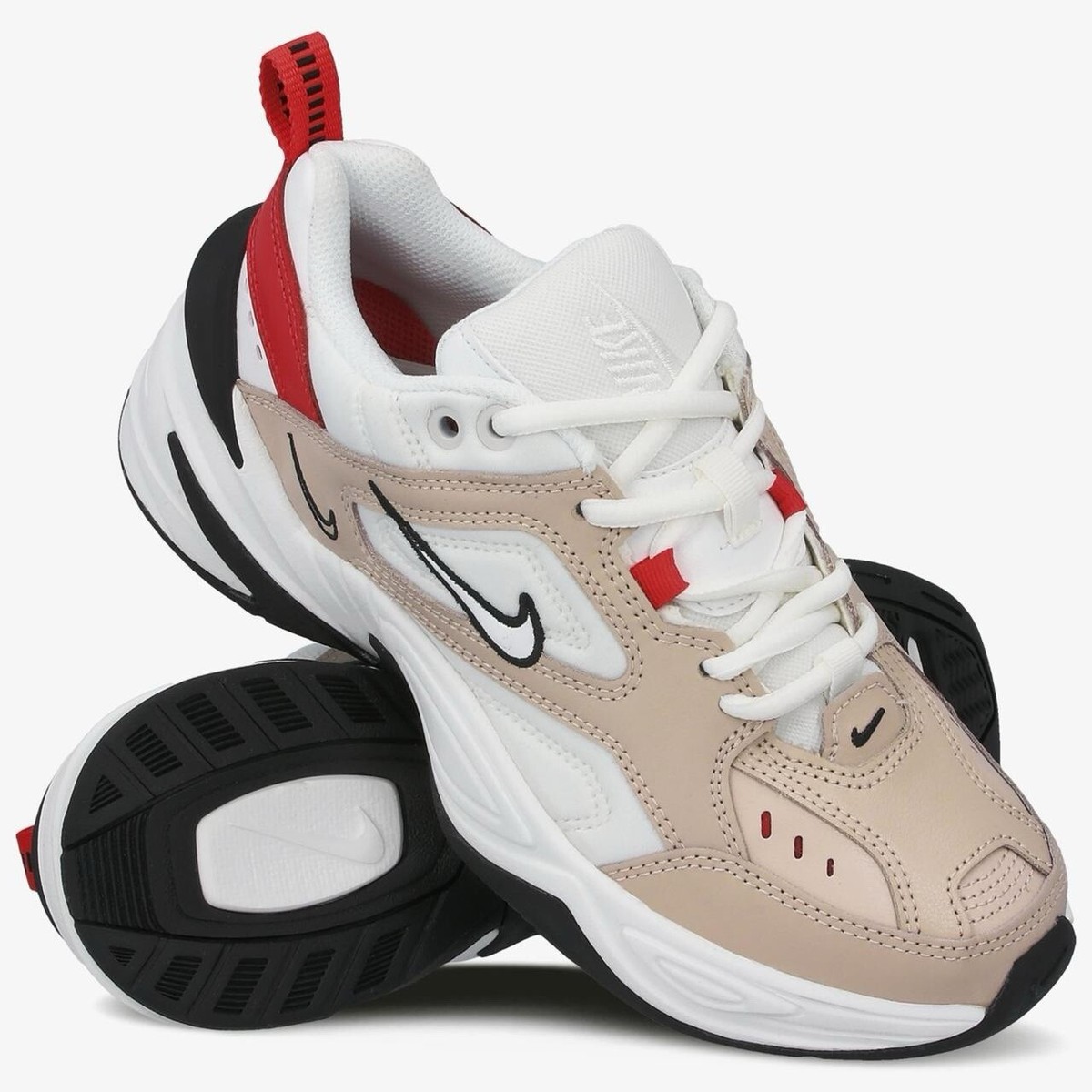 nike m2k tekno w fossil stone white & red