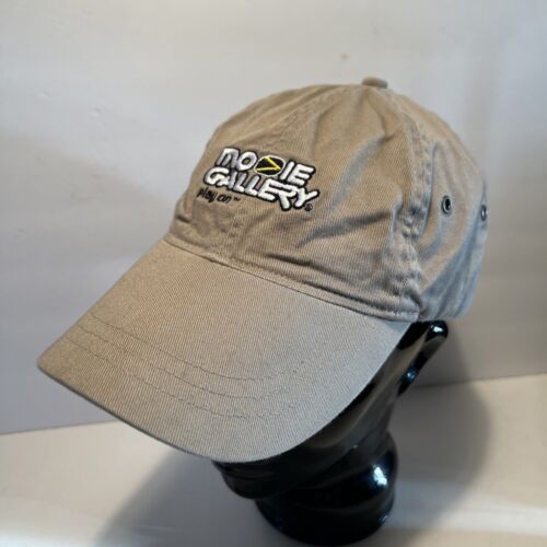 VINTAGE Embroidered Logo Movie Gallery Baseball Hat Adjustable RARE Tan