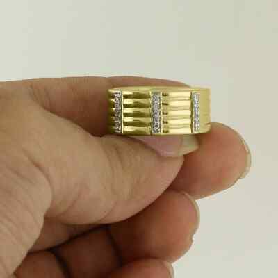 1.0CT Round Cut Lab Created Diamond 14K Yellow Gold Plated Men's Band Pinky Ring
