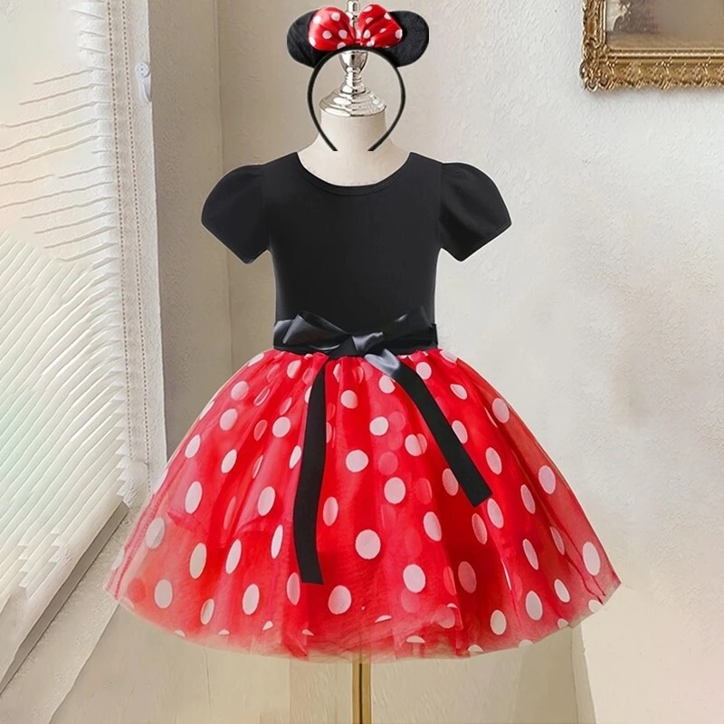 3T Girls Minnie Mouse Red White Polka Dot Birthday Baby Dress