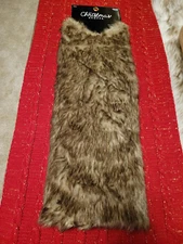 The Christmas Shoppe Faux Fur Tree Skirt 48" Diameter Brown & Beige