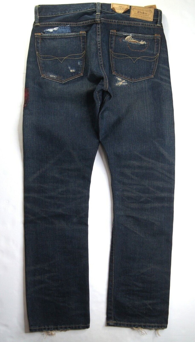 Polo Ralph Lauren Varick Slim Straight 31x30 Patchwork Demin jean #710827288001 Polo Ralph Lauren Varick Slim Straight 31x30 Patchwork Demin jean #710827288001