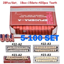Dental Acrylic Resin Denture Shade A2 A3 Full Set False Teeth Upper Lower US