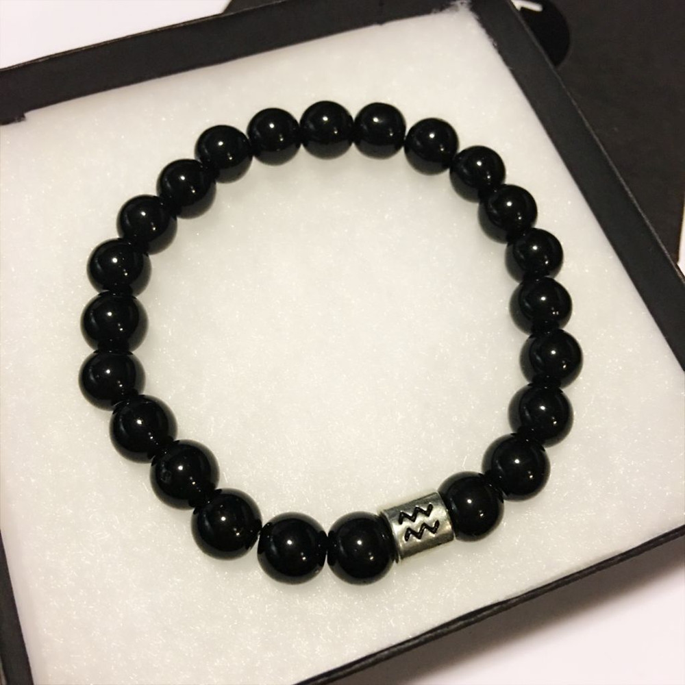 Black Aquarius Bracelet / Aquarius Sign Bracelet / Aquarius Zodiac Bracelet Black Aquarius Bracelet / Aquarius Sign Bracelet / Aquarius Zodiac Bracelet