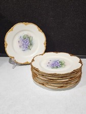 SET OF 8- Haviland Limoges H526 Hand Painted Violets Luncheon Dessert Plates
