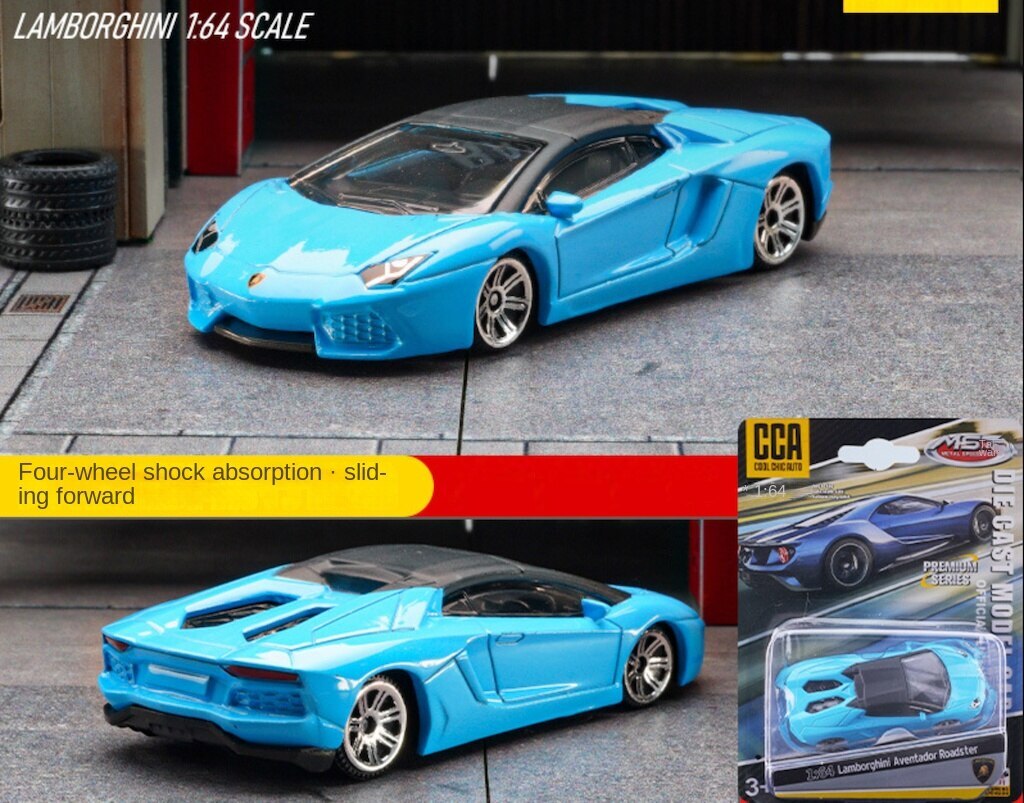 CCA 1:64 Blue Aventador Roadster Racing Sports Model Diecast Metal