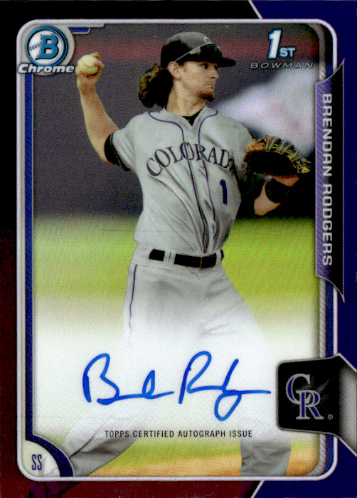 2015 Bowman Chrome Autograph Purple #BCA-BR Brendan Rodgers ROCKIES /250