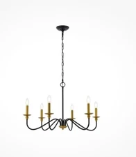 Living District 30" Chandelier Matte Black & Brass Finish LD5056D30BRB Y1