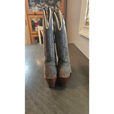 Vintage Acme floral leather Daisy western cowgirl gray boots