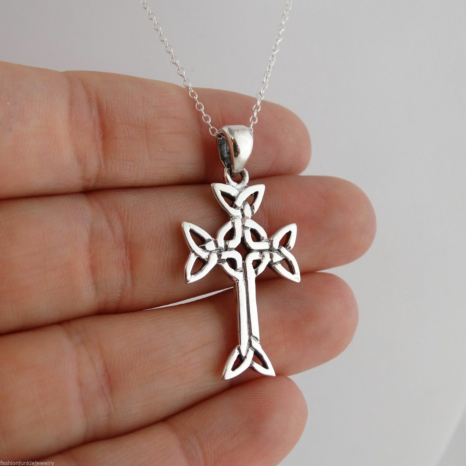Celtic Trinity Cross Necklace - 925 Sterling Silver - Irish Christian ...