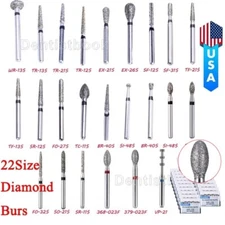 Dental FG Diamond Bur Super Coarse Fine Grit High Speed Handpiece Drill 22Sizes