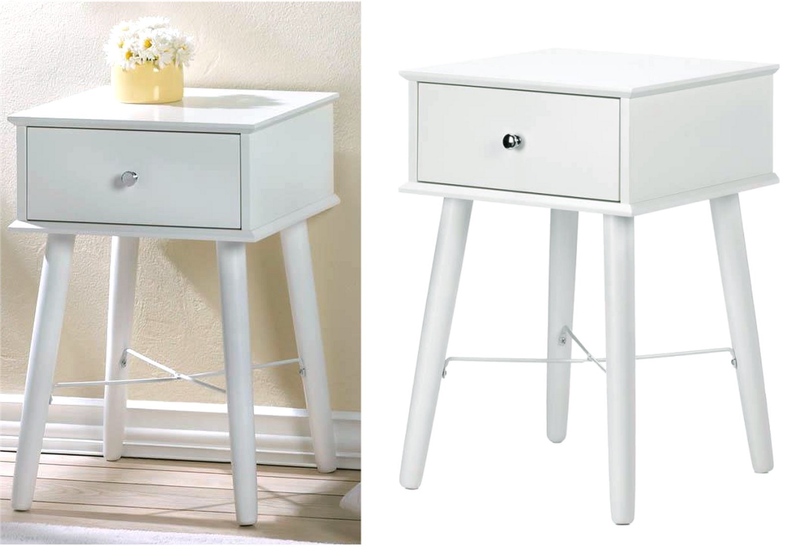 White Finish Chrome Snack Side End Table Ehomeproducts For Sale Online Ebay
