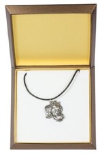 Dogo Argentino - silver covered necklace with dog, in box, Art Dog USA