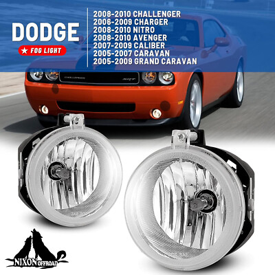 Clear Fog Light Assembly For 2008-2010 Dodge Challenger/Nitro/Avenger Left+Right