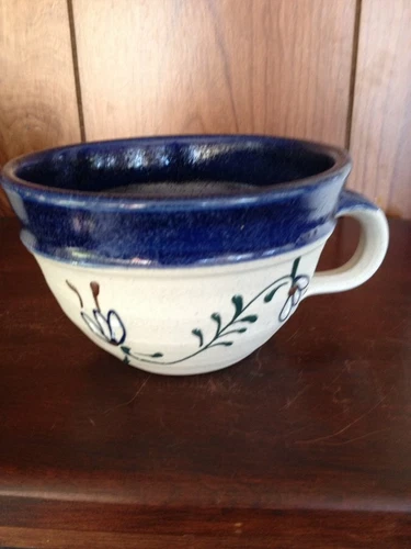 Great Bay Pottery Hand Made Glazed  Floral Leaf Mug Bowl
