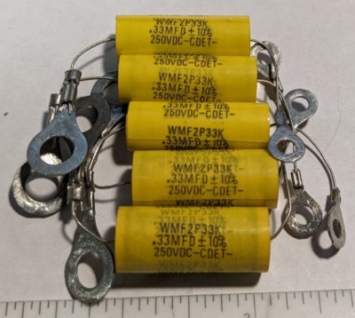Lot of 5 NOS CDE WMF-2P33K .33uf 250v 10% Poly Metal Film Capacitor 