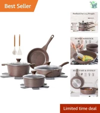 Eco-Friendly 13-Piece Granite Nonstick Cookware with Stay-Cool Bakelite Handles