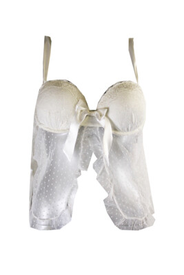 Linea Donatella Elfenbein Spitzen Gepunktetes Camidoll Und String S