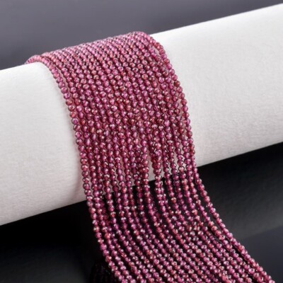 Rhodolite Garnet Micro Faceted Rounds Gemstone Beads Strand 12'' Jewelry Making