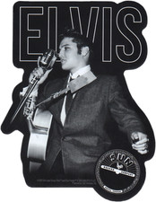 Sticker - Elvis Presley Singing W/ Guitar And Sun Logo 3.88" x 5" Die Cut 5931