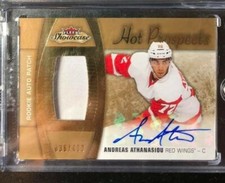 2015-16 Fleer Showcase #188 Andreas Athanasiou Auto Patch /499 RC Red Wings