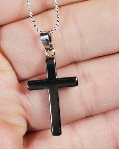 Hematite Cross Necklace Pendant 18 