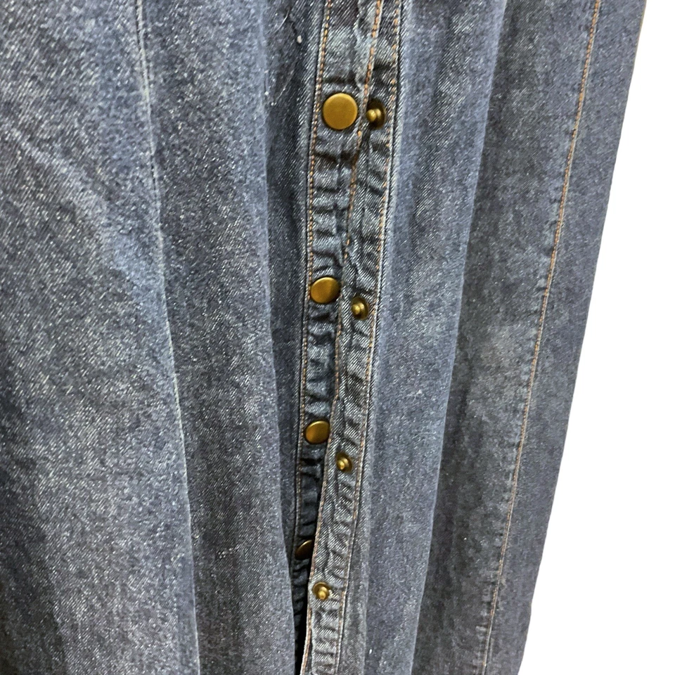 Vestido vaquero MLLE GABRIELLE talla 10 frente a presión camisero cinturón lazos azul jean años 70 Foto 4 de 4