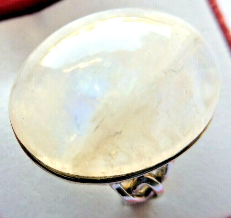 Bague en Pierre de Lune de 32 carats réglable en argent massif pour femme