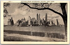 New York City NY, Manhattan Skyline from Governor’s Island, Vintage Postcard