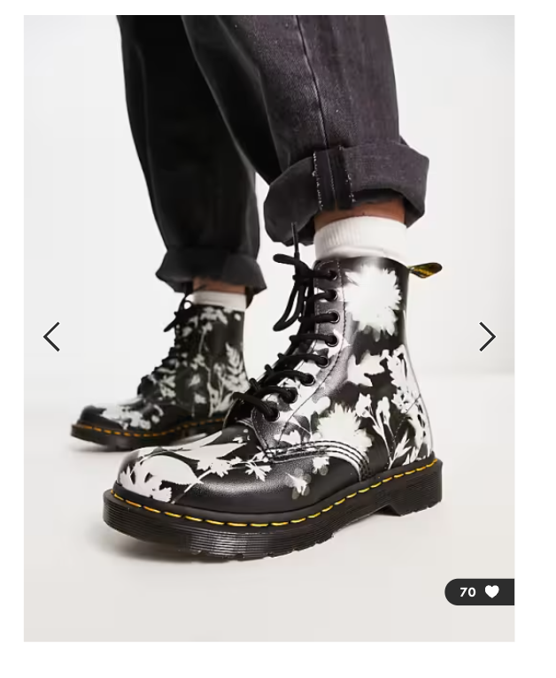 Dr. Martens 1460 FLORAL SHADOW LEATHER LACE UP BOOTS MSRP$210