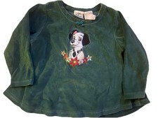 Vintage 90  s Disney Store 101 Dalmatians Green Velvet Toddler Shirt