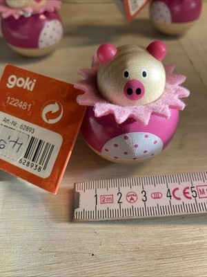 GOKI Steh-auf-Tiere 122481 Tumbling Animals Schweinchen Holz Spiel Alter: 3+