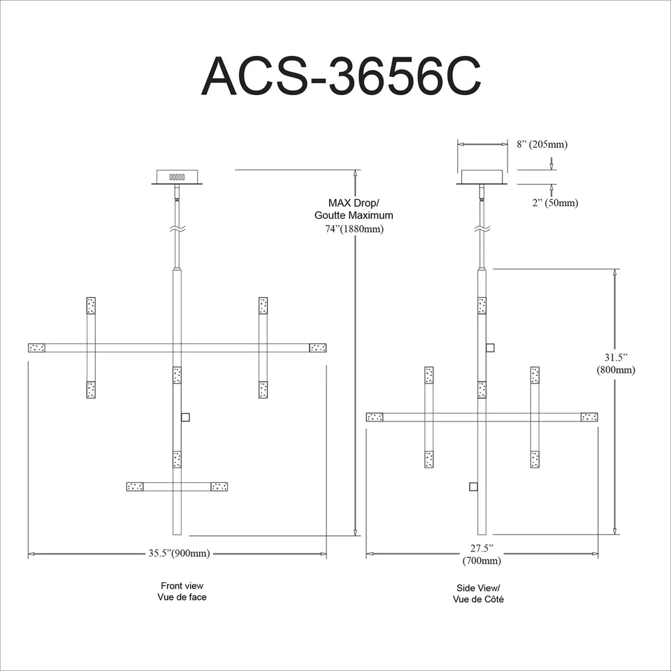 Lámpara de araña LED Sputnik Dainolite ACS-3656C Acasia 36"W - Cromo Foto 2 de 4
