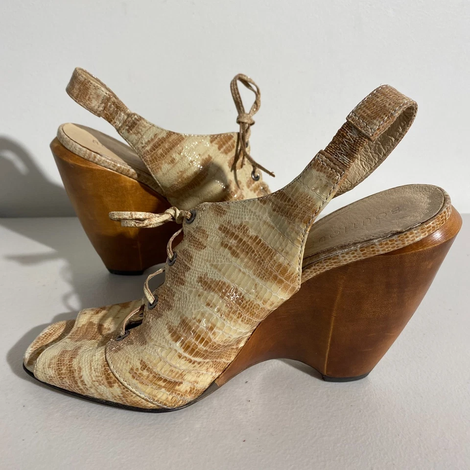 Size 7M - Boutique 9 Wedge Heel Sandals Womens Beige Brown Genuine Leather - Image 3 of 4